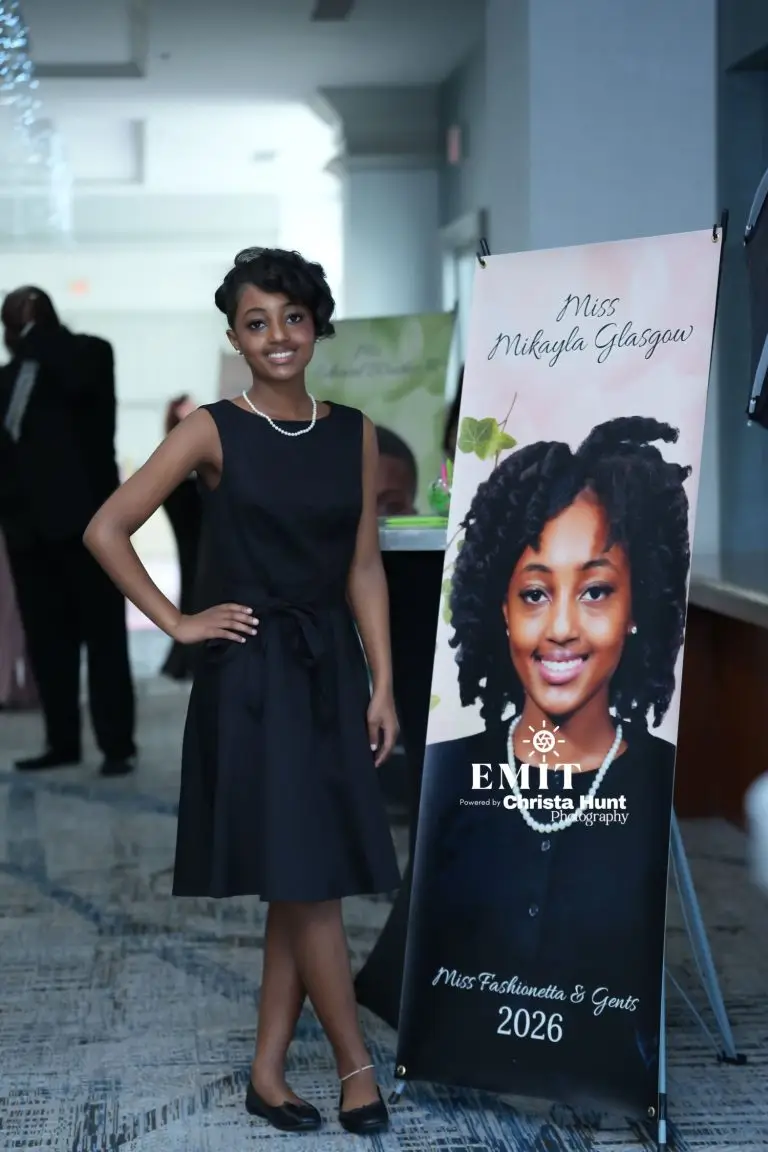 Miss Mikayla Glasgow, a participant in the 2026 Miss Fashionetta and Gents Program, is pictured during the March 1 event in Bakersfield. Participants completed a five-month program focused on leadership, mentorship and academic achievement. (Photo courtesy of Christa Hunt)