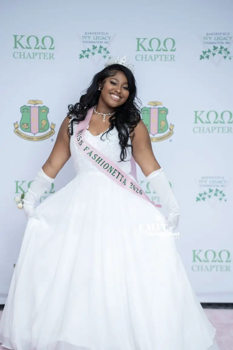 Miss Madisynn Brown, crowned Miss Fashionetta 2026, poses for a portrait during the March 1 gala in Bakersfield. (Photo courtesy of Christa Hunt)