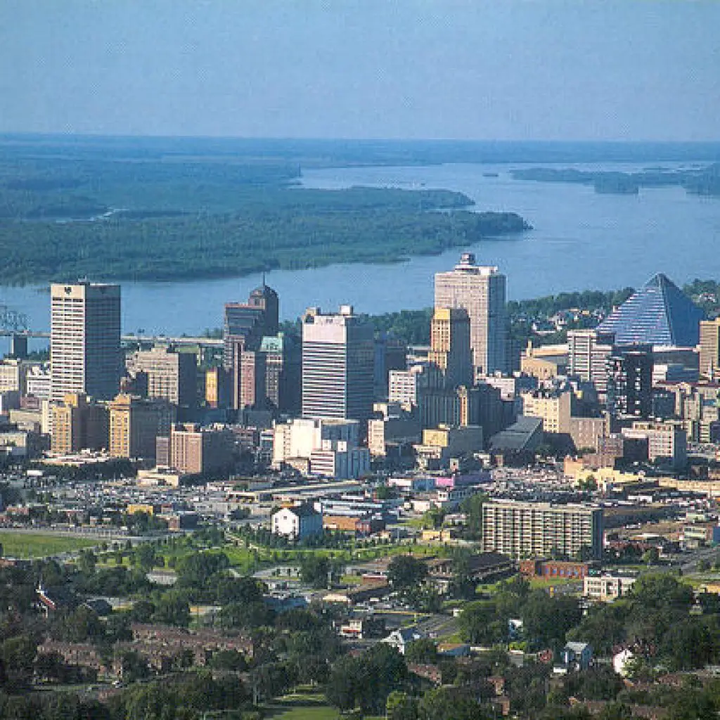 Memphis skyline from the air