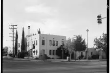 LANCASTER COUNTY CENTER FROM LANCASTER BOULEVARD, CAMERA FACING SOUTHWEST. - Lancaster County Center, 4845 Ceder Avenue, Lancaster, Los Angeles County, CA